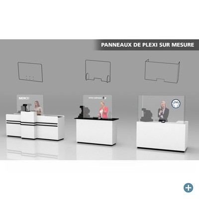 Panneaux de plexiglass sur un comptoir-caisse