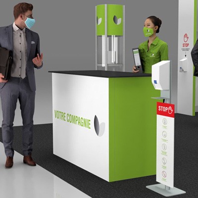 Distributeur automatique de désinfectant sur pied pour kiosques